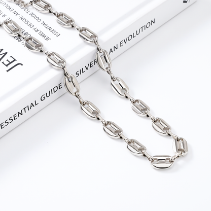 Hip Hop Coffee Bean Chain Stainless Steel Necklace