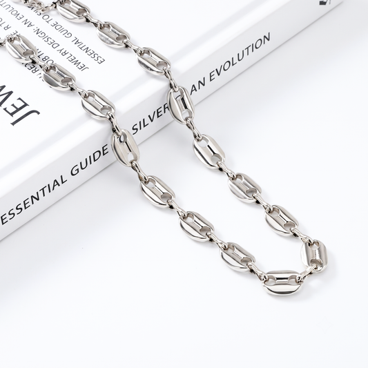 Hip Hop Coffee Bean Chain Stainless Steel Necklace