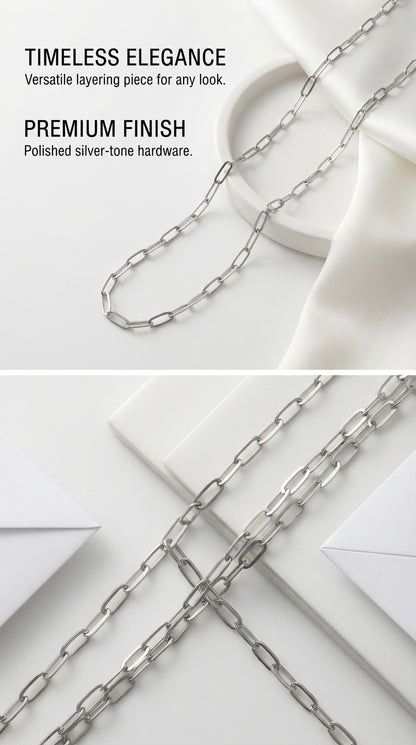 Hip Hop Long Clasp Flat Wire Stainless Steel Necklace