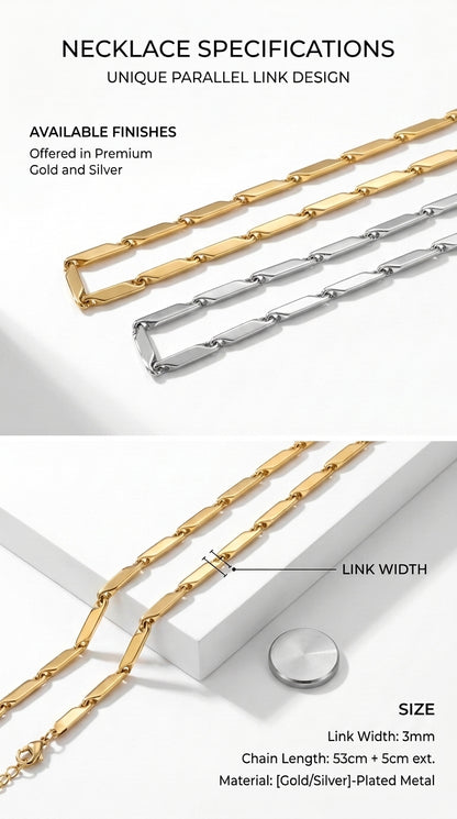 Hip Hop Bar Link Stainless Steel Chain Necklace