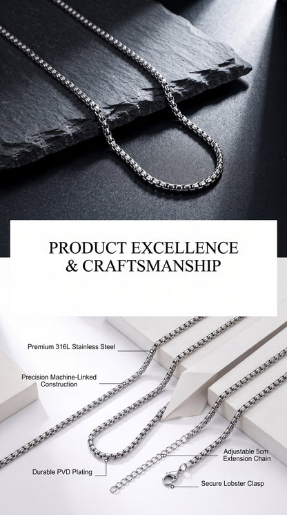 Hip Hop Square Pearl Chain Necklace
