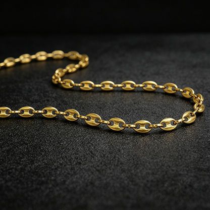 Hip Hop Coffee Bean Chain Stainless Steel Necklace
