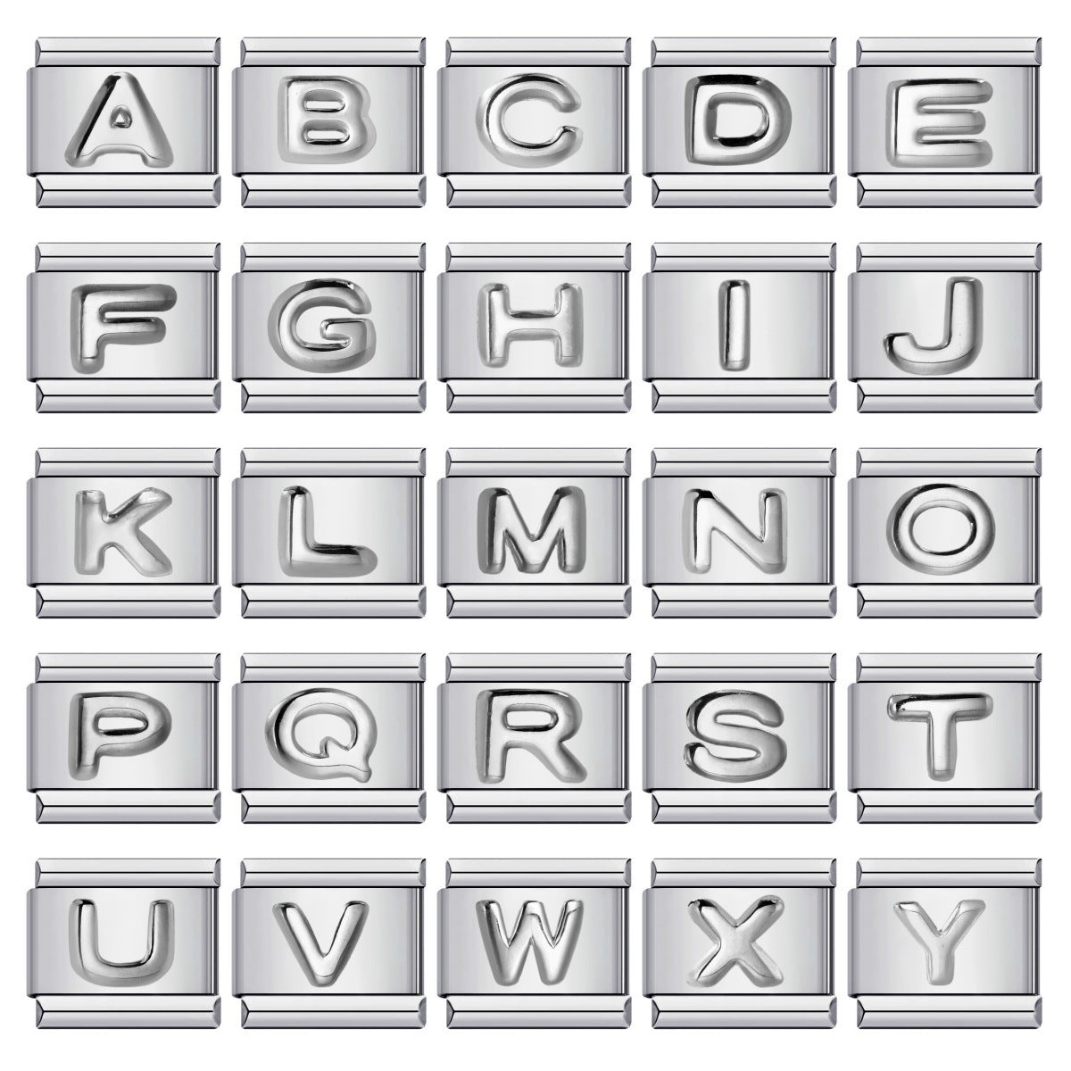New stainless steel silver convex english letter italian module bracelet diy elastic patchwork strap chain