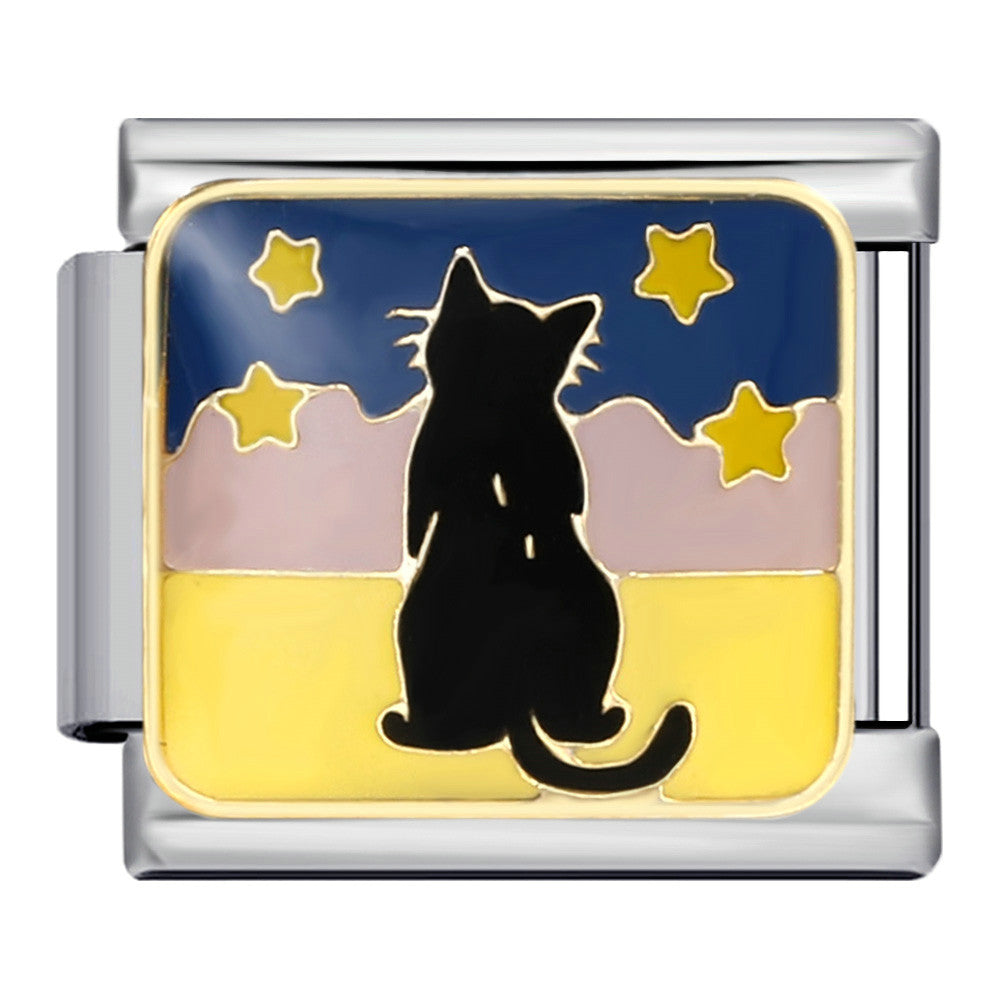 Pet cat and dog series stainless steel welding oil drip bracelet, cartoon DIY Italian module bracelet wholesale