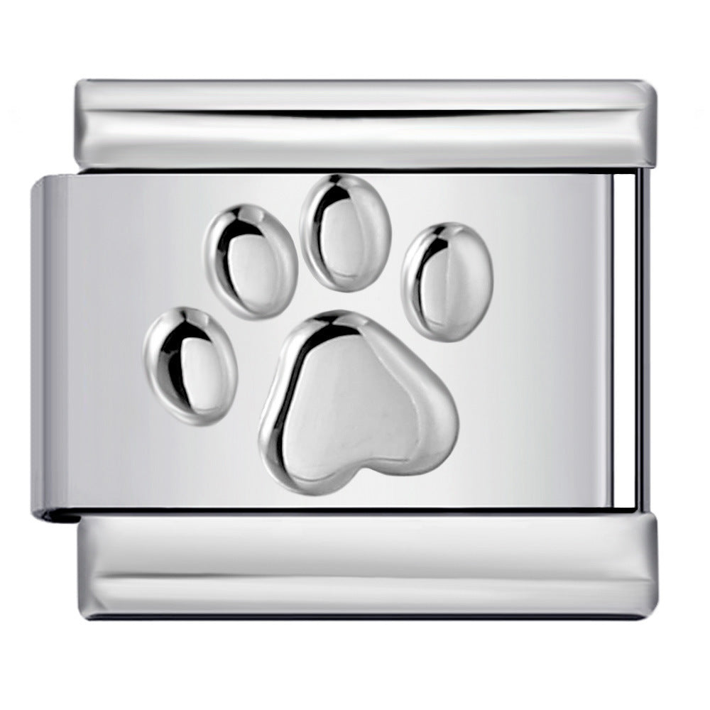 Convex Silver Stamped Italian Charm Stainless Steel