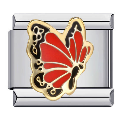 Color butterfly Italian module bracelet, welding pattern drip DIY bracelet Italian charm