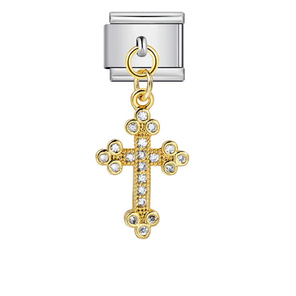 Cross pendant hook style italian modular bracelet diy elastic splicing stainless steel watch band chain accessories