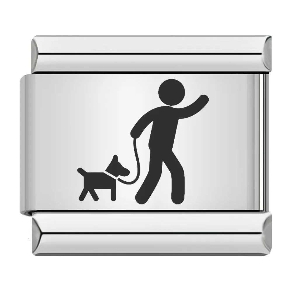 Laser Engraved Cat Paw Dog Stainless Steel Italian Charm Links