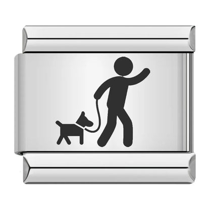 Laser Engraved Cat Paw Dog Stainless Steel Italian Charm Links