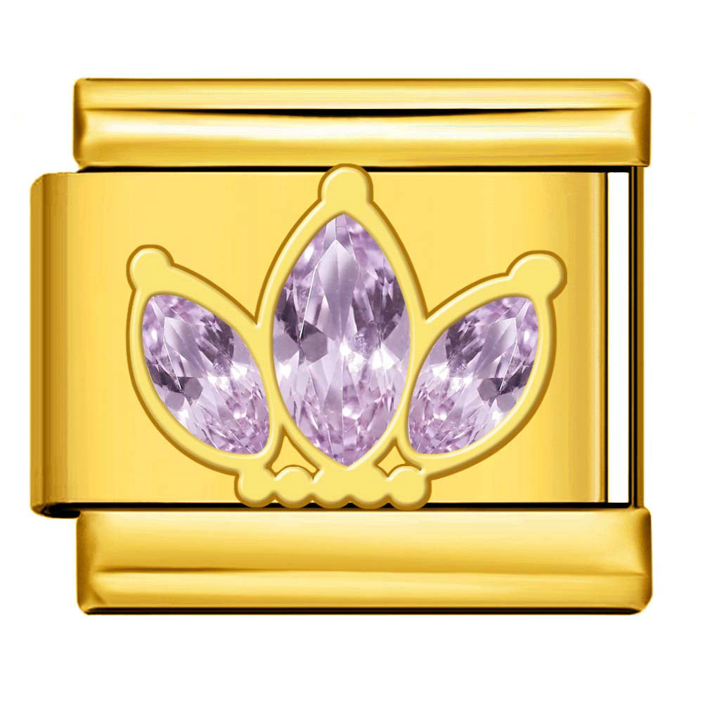 Gold Silver Rhinestone Italian Charm Gold Plated Stainless Steel