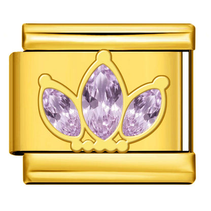 Gold Silver Rhinestone Italian Charm Gold Plated Stainless Steel