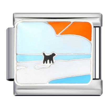 Pet cat and dog series stainless steel welding oil drip bracelet, cartoon DIY Italian module bracelet wholesale