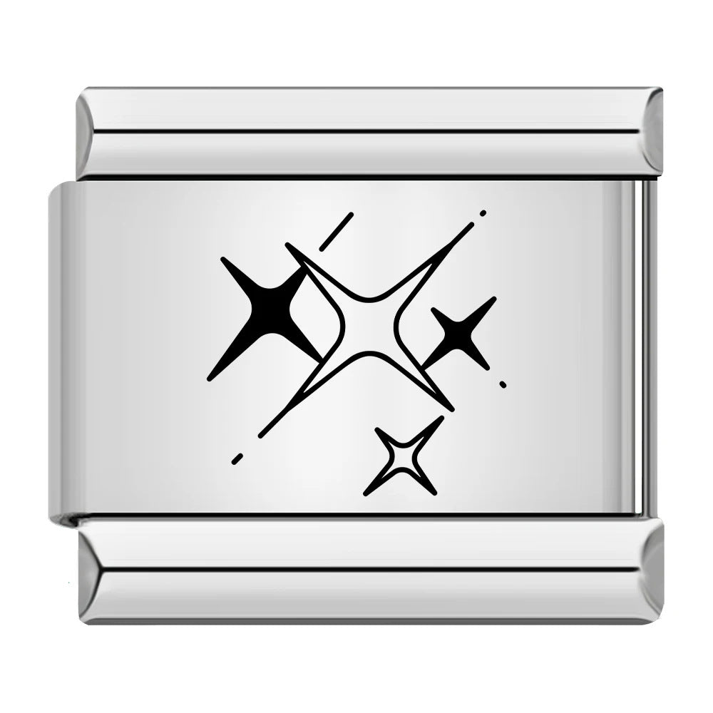 New sun, moon and stars pattern Italian module bracelet, stainless steel laser engraving DIY free splicing bracelet
