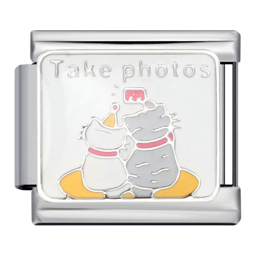Pet cat and dog series stainless steel welding oil drip bracelet, cartoon DIY Italian module bracelet wholesale
