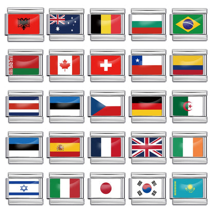 Hot-selling new world flag photo epoxy series stainless steel diy italian module bracelet accessories wholesale