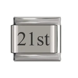 Laser Engraved Date Stainless Steel Italian Charm Links