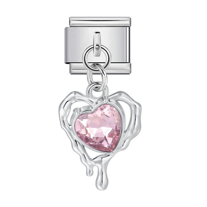 Silver Base Micro Pave Zircon Cute Pendant Italian Charm Links