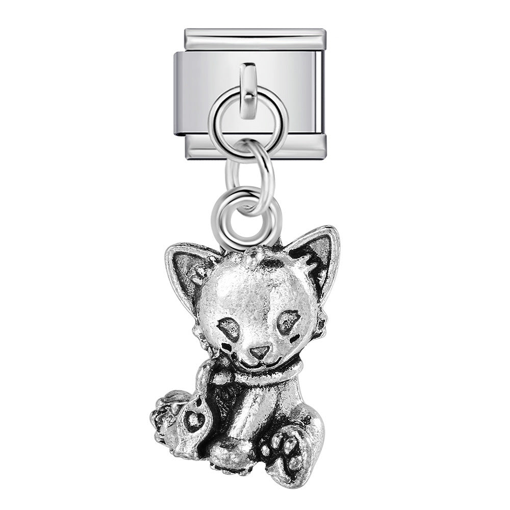 Single Animal Pendant Italian Modular Bracelet, Hook Strap Chain Italian Charm
