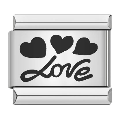 Cross-border hot-selling laser engraving heart-shaped series, stainless steel handmade DIY Italian module bracelet wholesale