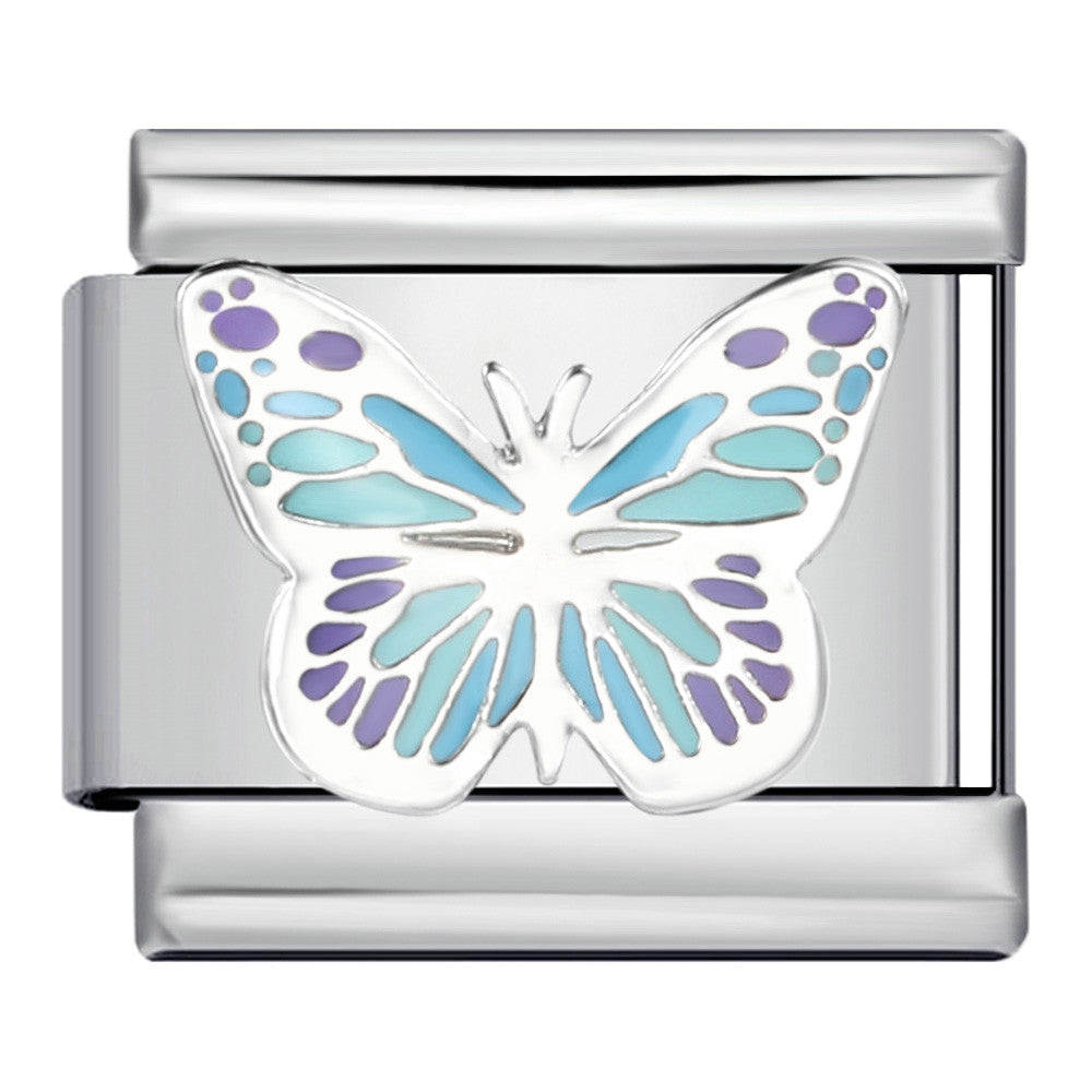 Color butterfly Italian module bracelet, welding pattern drip DIY bracelet Italian charm