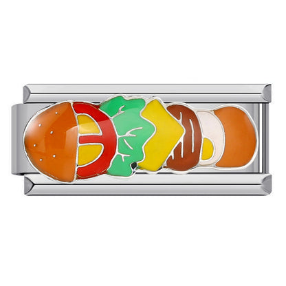 Delicious food Italian module bracelet, new stainless steel welding oil drip cartoon DIY splicing bracelet