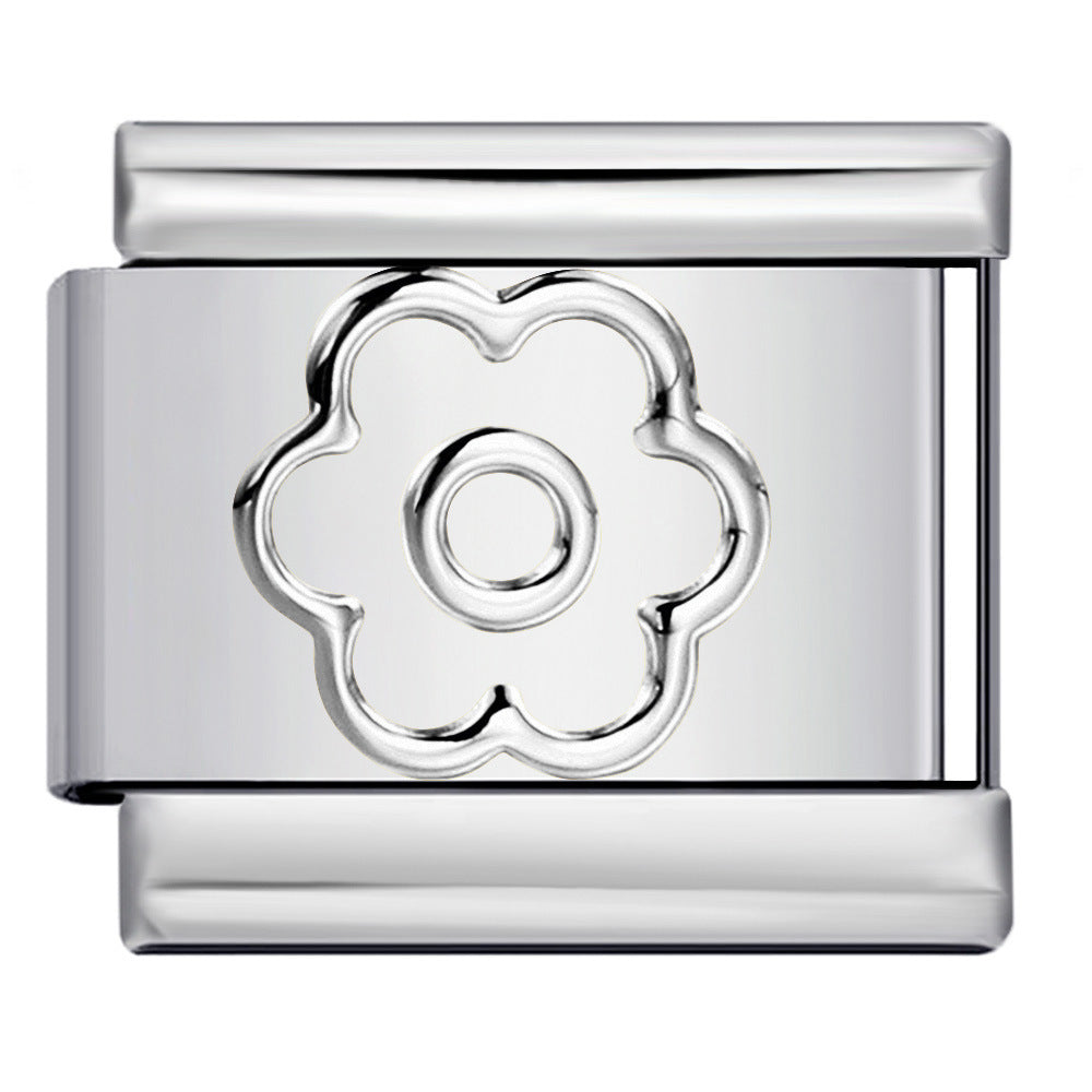 Gold Silver Stamped Pattern Stainless Steel Italian Charm Links