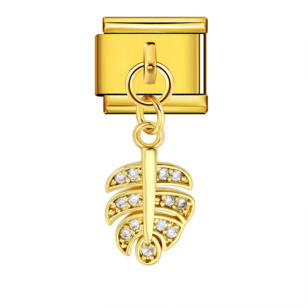 Single hook pendant italian modular bracelet stainless steel patchwork strap chain italian charm