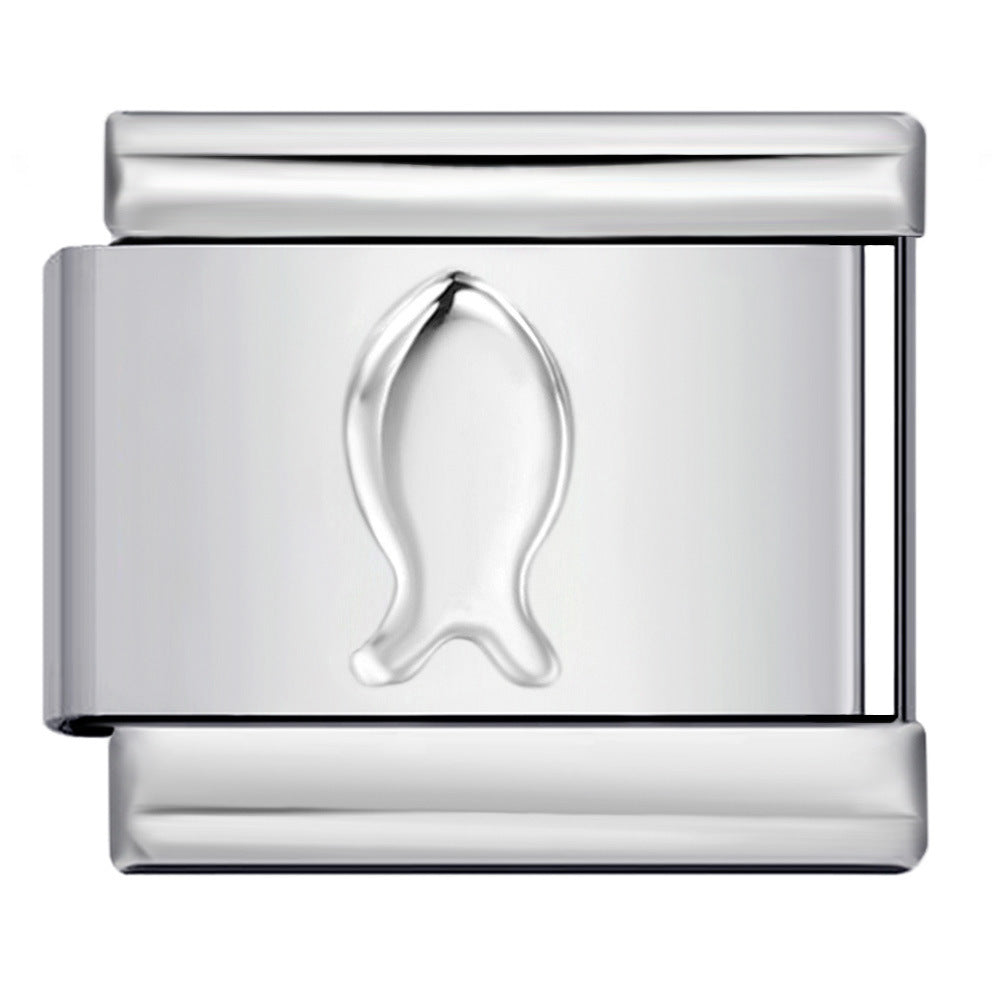 Convex Silver Stamped Italian Charm Stainless Steel