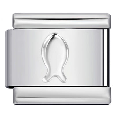 Convex Silver Stamped Italian Charm Stainless Steel