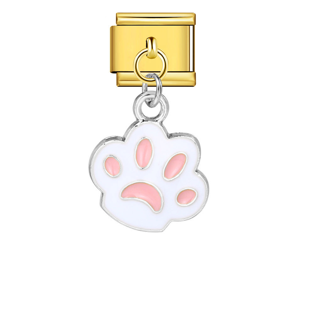 Color Enamel Paw Hook Stainless Steel Italian Charm Links