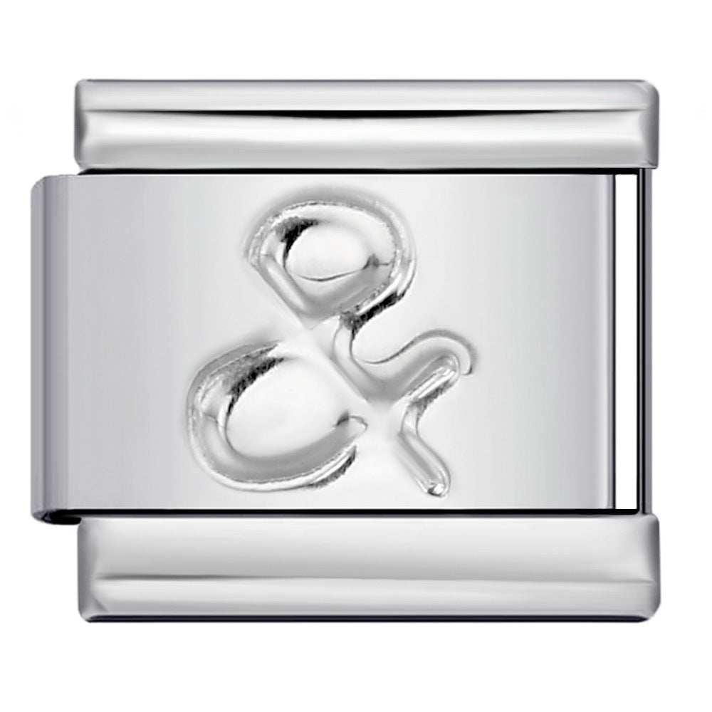 Concave Silver Stamped Stainless Steel Italian Charm Links