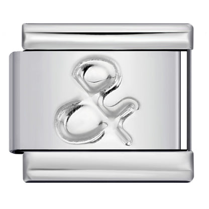 Concave Silver Stamped Stainless Steel Italian Charm Links