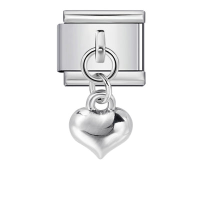 Hot-selling single hook italian modular bracelet with heart pendant, diy elastic splicing stainless steel watch band chain