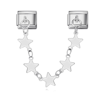 Double hook italian module five-pointed star pendant patchwork stainless steel watch strap chain italian charm