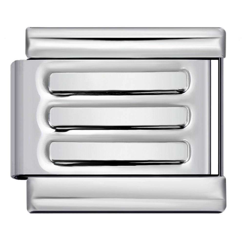 Concave Silver Stamped Stainless Steel Italian Charm Links