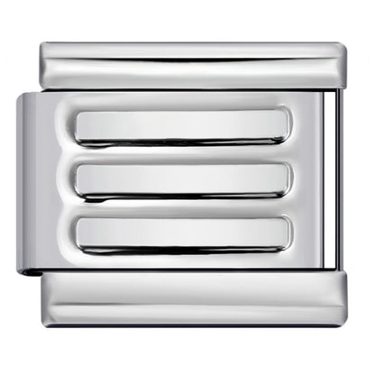 Concave Silver Stamped Stainless Steel Italian Charm Links