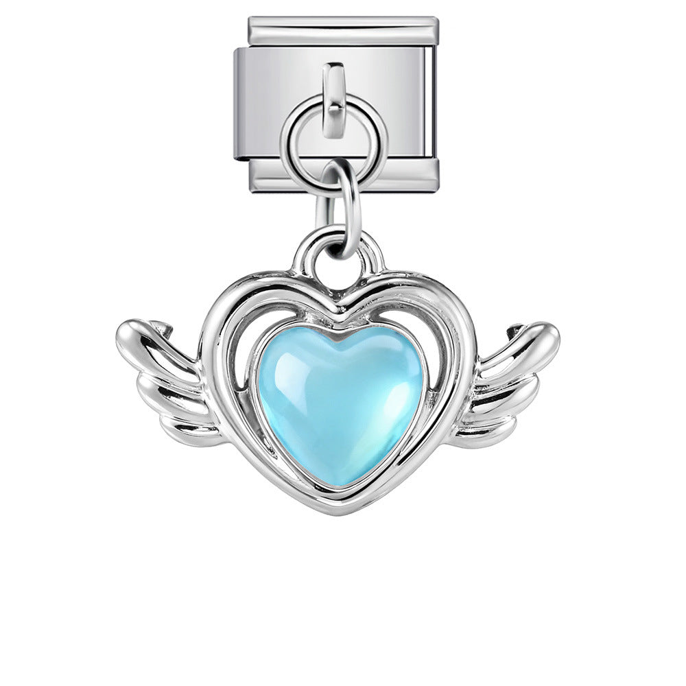 Love flower pendant Italian module bracelet, single hook stainless steel elastic splicing strap chain