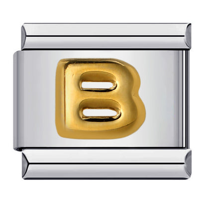 Cross-border explosive convex English alphabet collection series, stainless steel gold-plated DIY Italian module bracelet