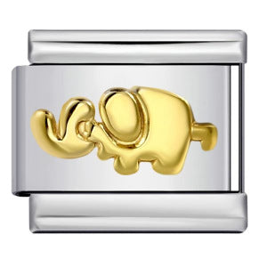 Gold Silver Stamped Pattern Stainless Steel Italian Charm Links