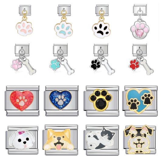 Color Enamel Paw Hook Stainless Steel Italian Charm Links