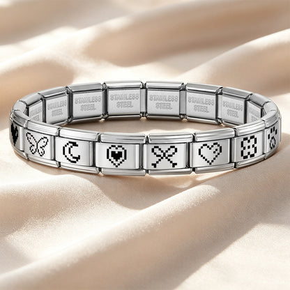 New retro pixel laser pattern stainless steel bracelet diy customizable watch band chain