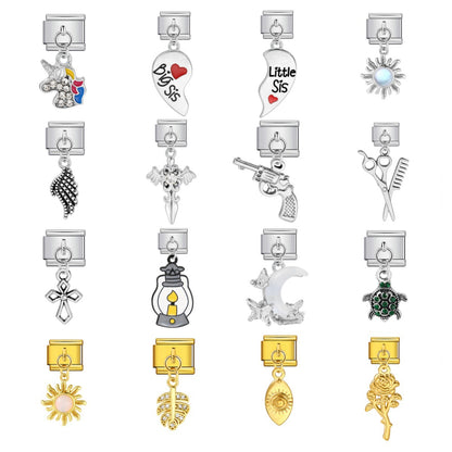 Single hook pendant italian modular bracelet stainless steel patchwork strap chain italian charm