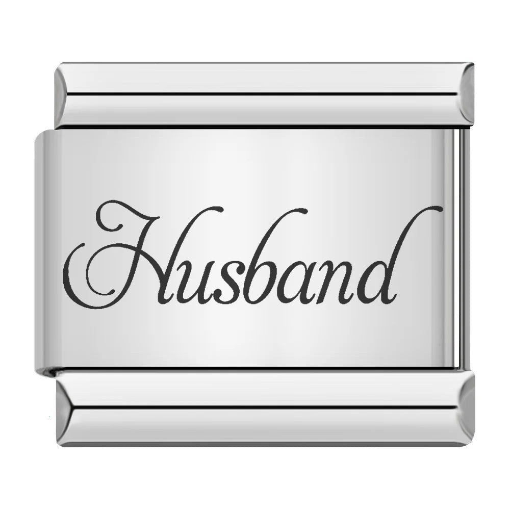 Family series english word pattern italian module bracelet stainless steel laser engraved diy bracelet