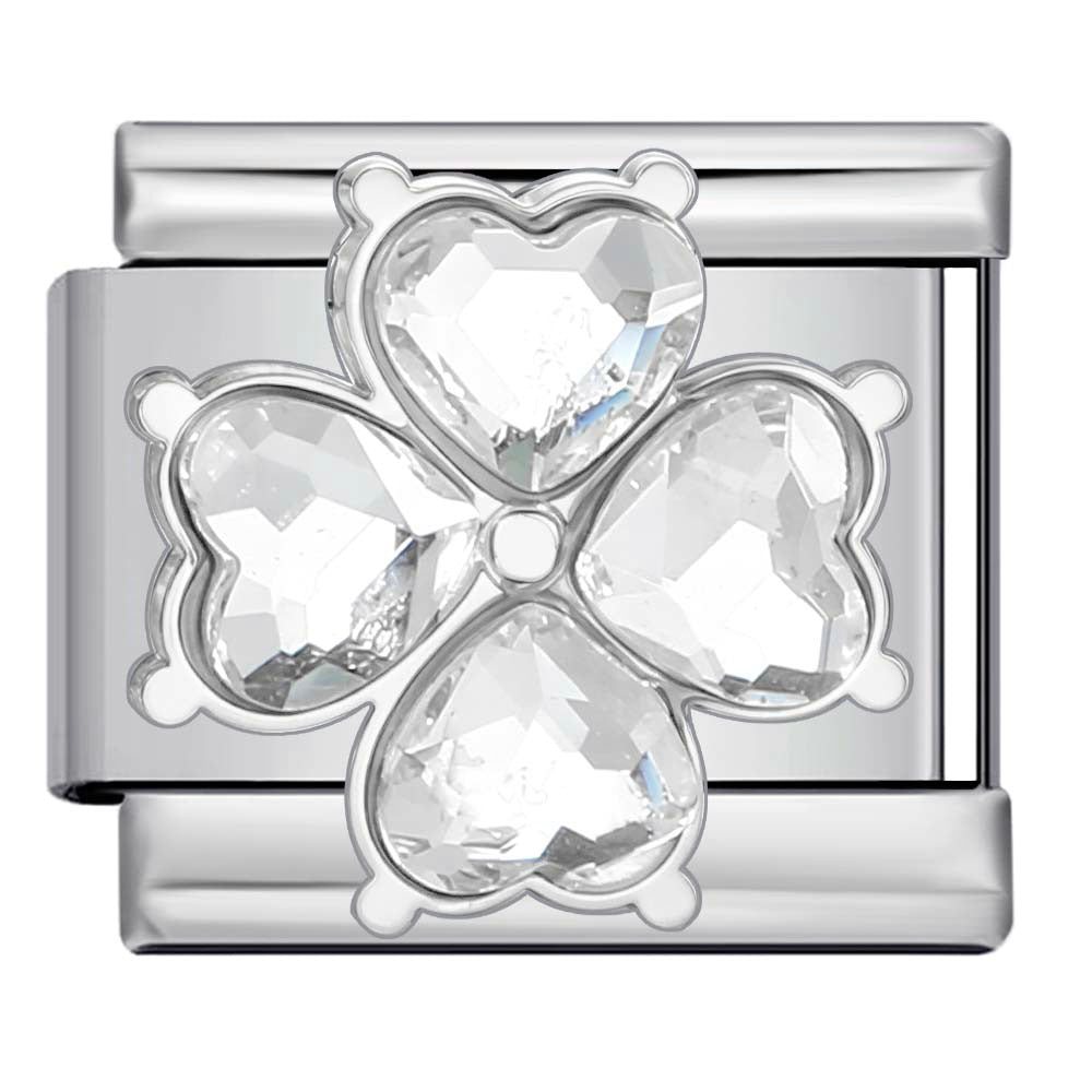 Gold Silver Rhinestone Italian Charm Gold Plated Stainless Steel