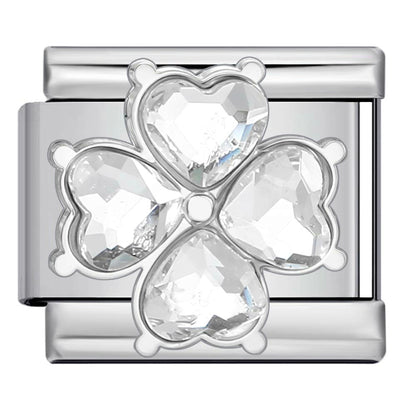 Gold Silver Rhinestone Italian Charm Gold Plated Stainless Steel