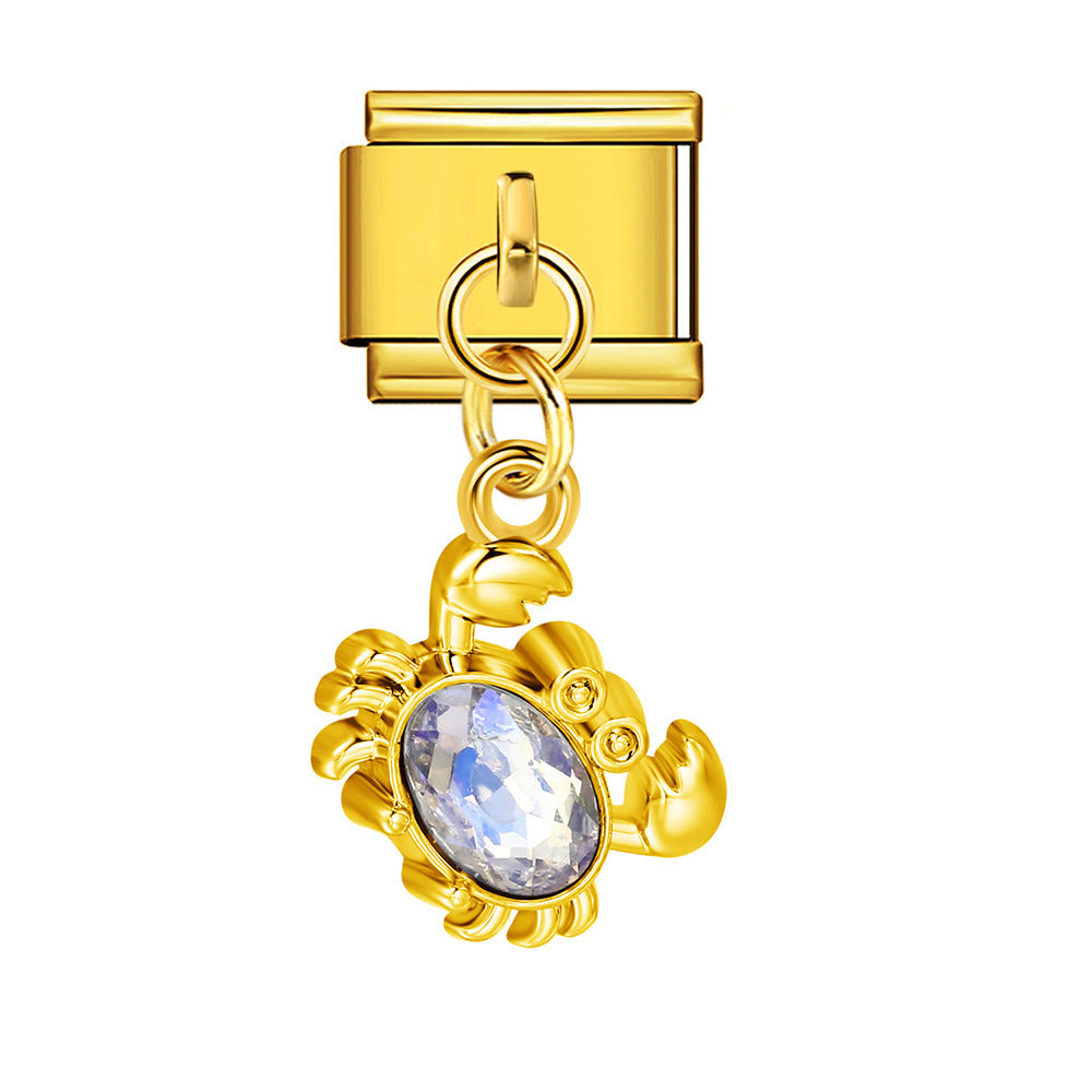 Silver Base Micro Pave Zircon Cute Pendant Italian Charm Links