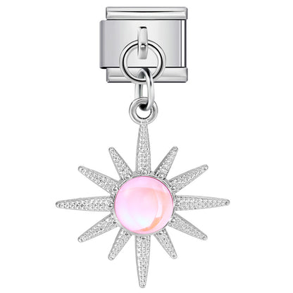 Love flower pendant Italian module bracelet, single hook stainless steel elastic splicing strap chain