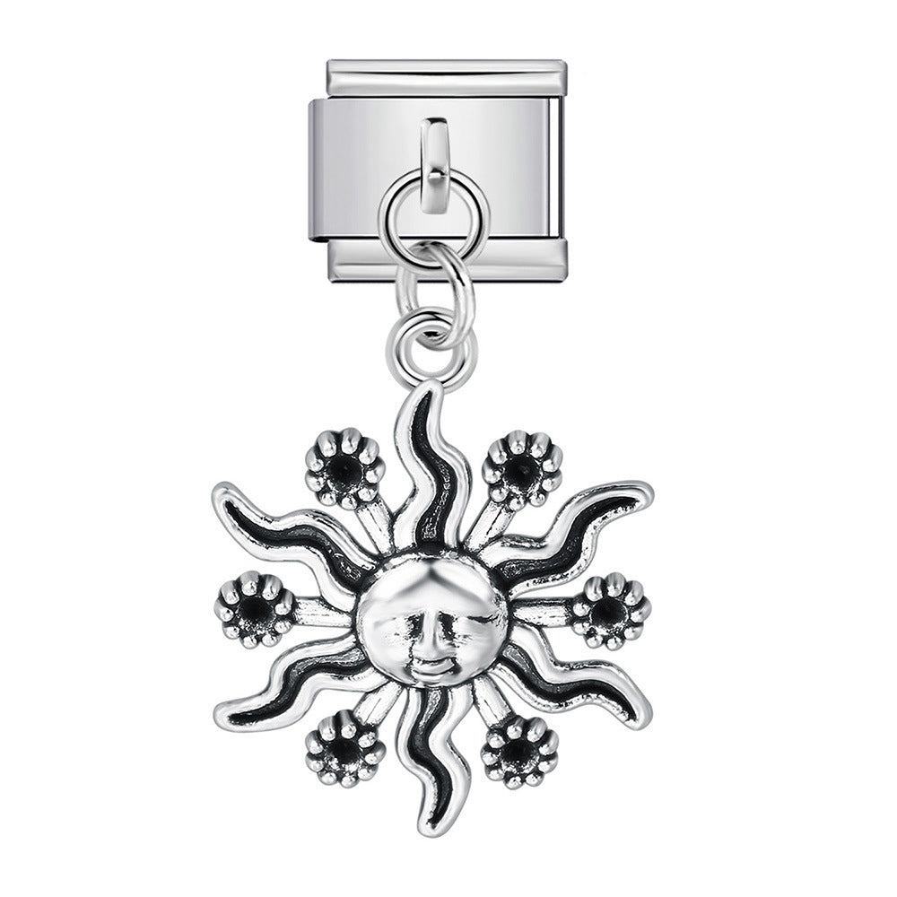 Silver Base Micro Pave Zircon Cute Pendant Italian Charm Links