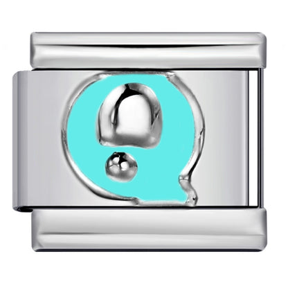 Sky Blue Letter Italian Charm Stainless Steel DIY Charms