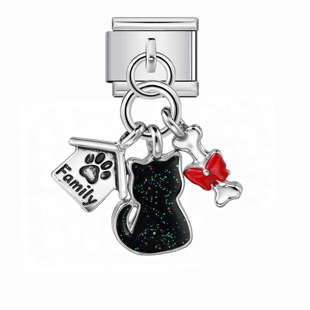 Single Animal Pendant Italian Modular Bracelet, Hook Strap Chain Italian Charm